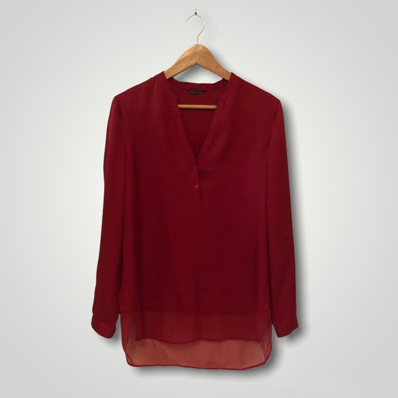 Massimo Dutti Red Silk Blouse Sz 6 - Picture 1 of 8